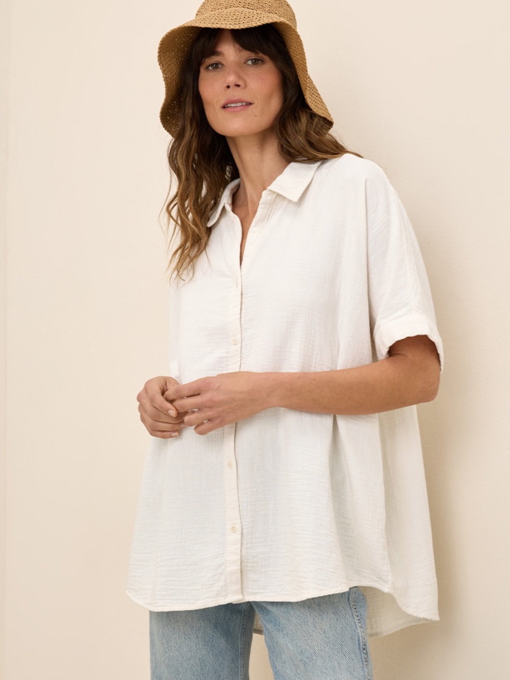 Pact Oversized Cream Shirt
